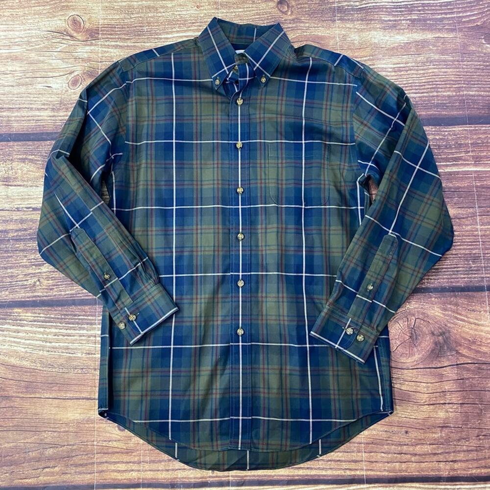 Brooks Brothers Shirt Mens Sz S Green Plaid Regent Non Iron Supima Cotton Pocket